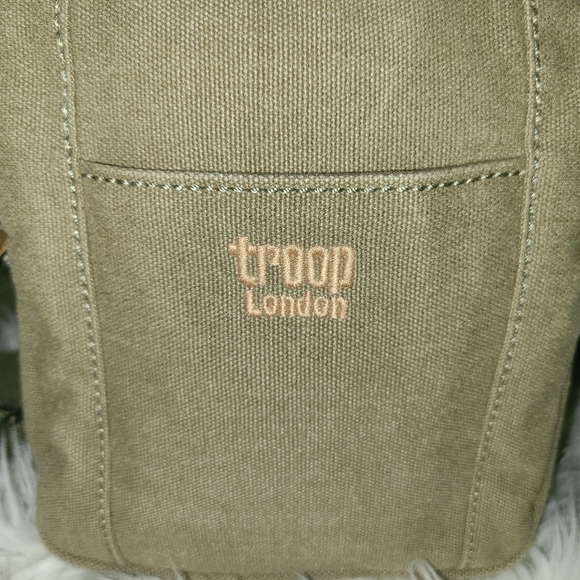 TRP0370 Troop London Classic Canvas Across Body Bag khaki olive color. - Picture 5 of 10